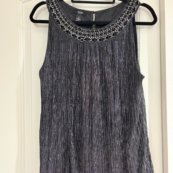 Alfani Textured Gray Tank Top with Chain Detail - Picture 4 of 6